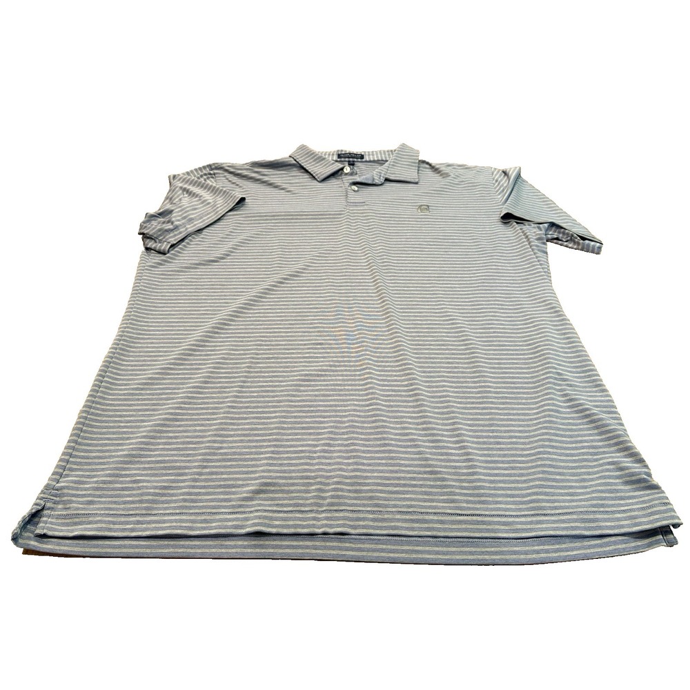 Peter Millar Crown Crafted Mens Striped Polo Shirt Embroidered Size‎ XL